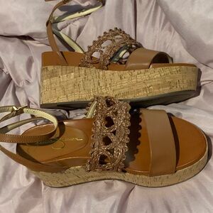 Make offer! Jessica Simpson Brown Wedge Sandals size 7.5